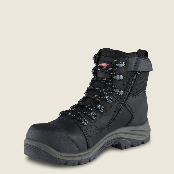 Red Wing Safety Boots Black - Mens Trades - 6-inch Side-zip Waterproof Toe - 7028-EGVIW